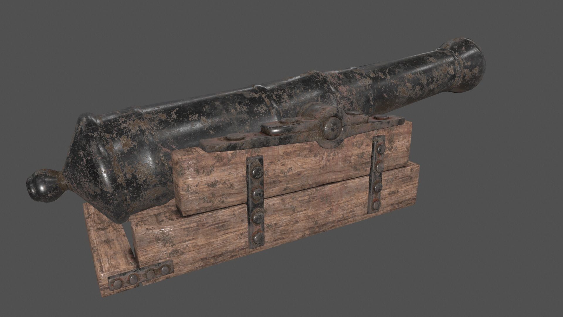 old canon Low-poly 3D model_4