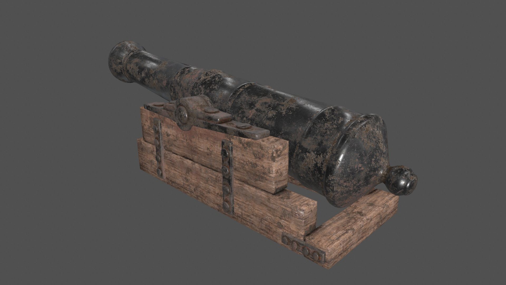 old canon Low-poly 3D model_6
