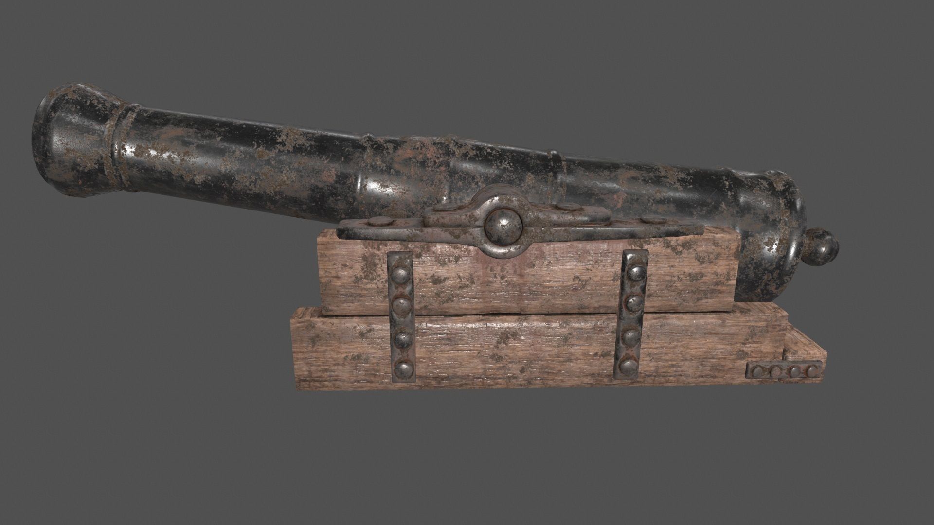 old canon Low-poly 3D model_7