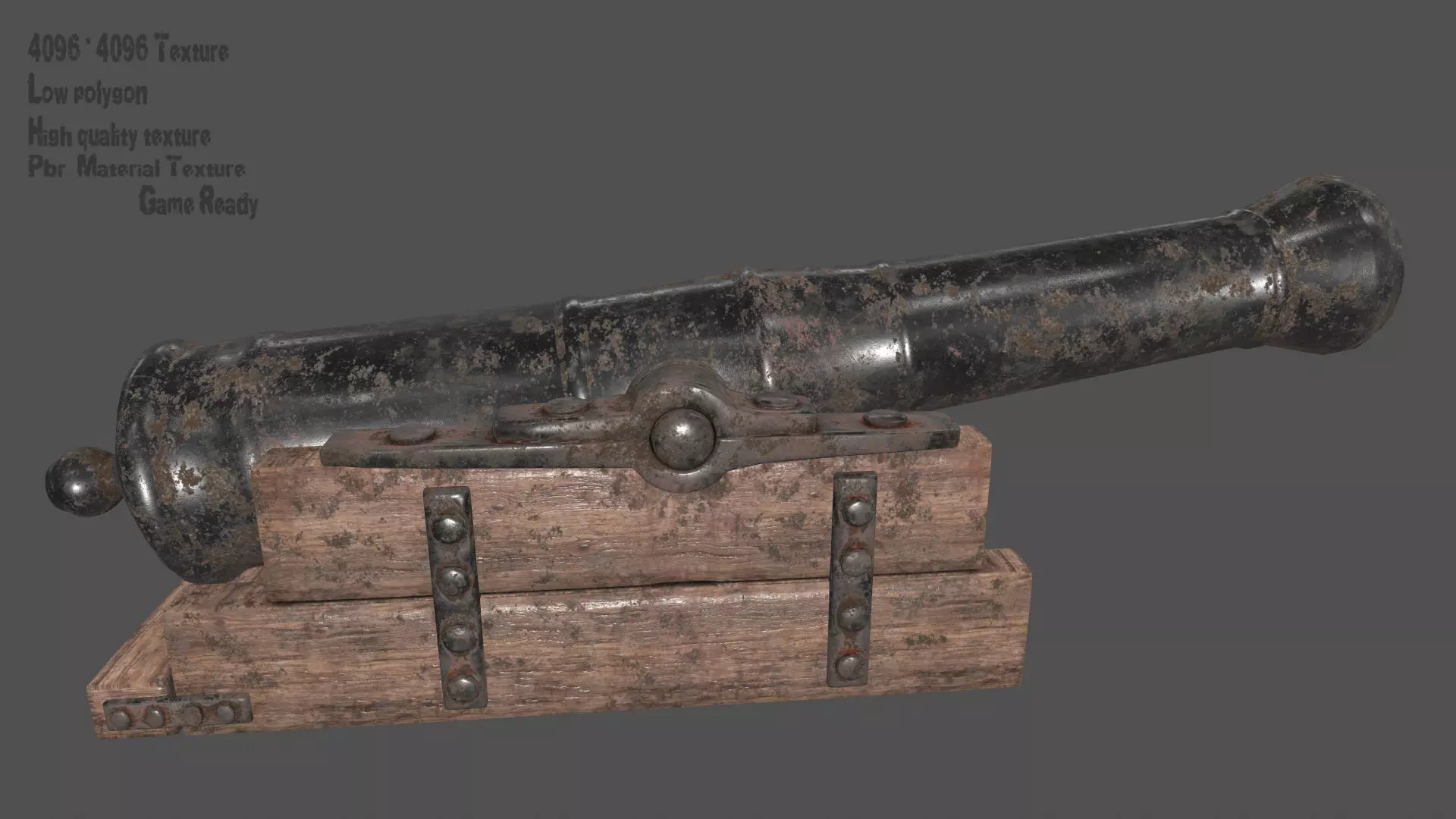 old canon Low-poly 3D model_0