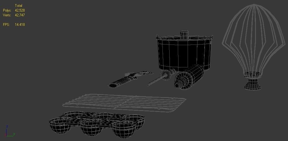 Kitchen Set 4 baking equipment symbol Low-poly 3D model_1