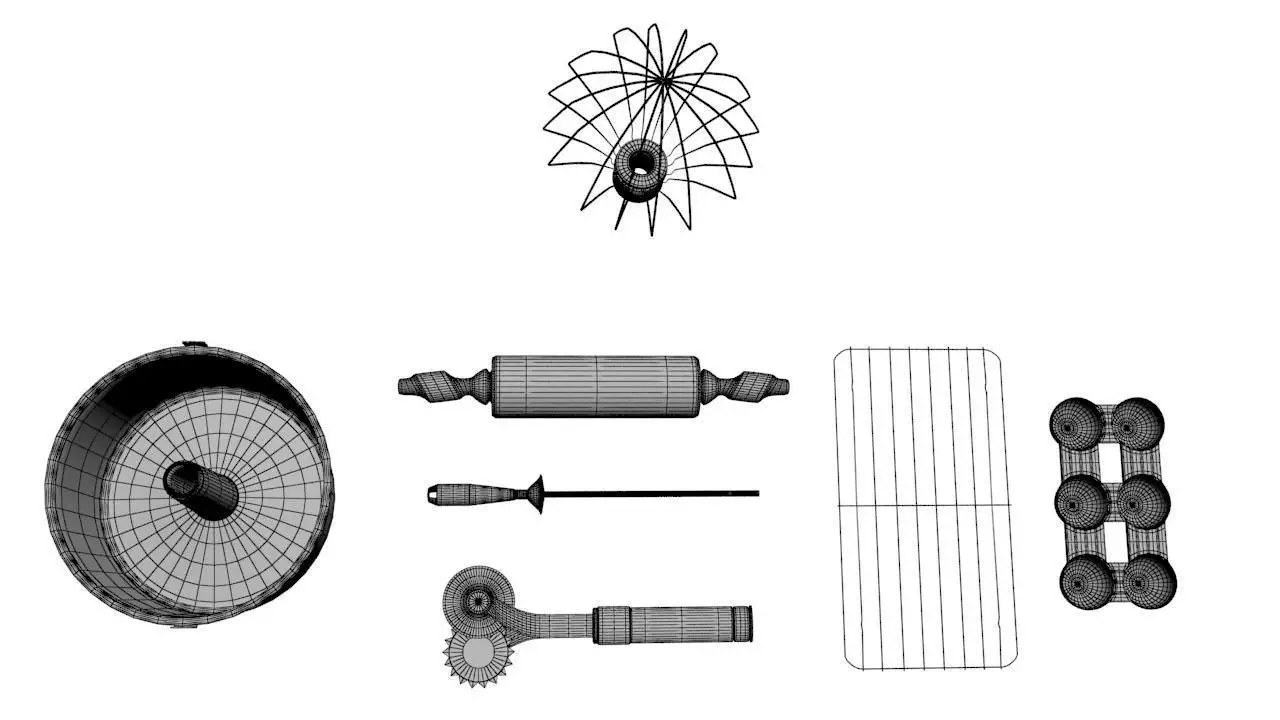 Kitchen Set 4 baking equipment symbol Low-poly 3D model_0