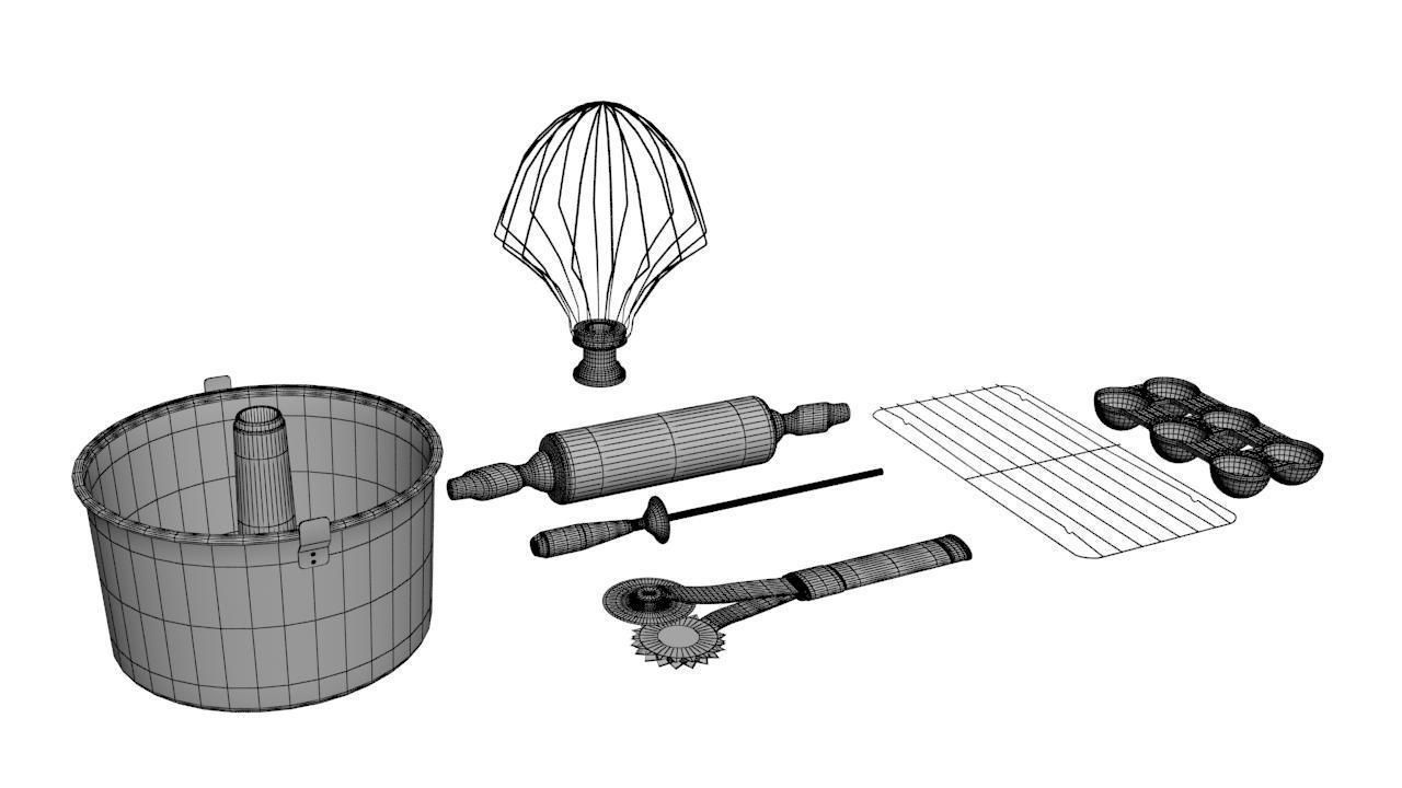 Kitchen Set 4 baking equipment symbol Low-poly 3D model_3