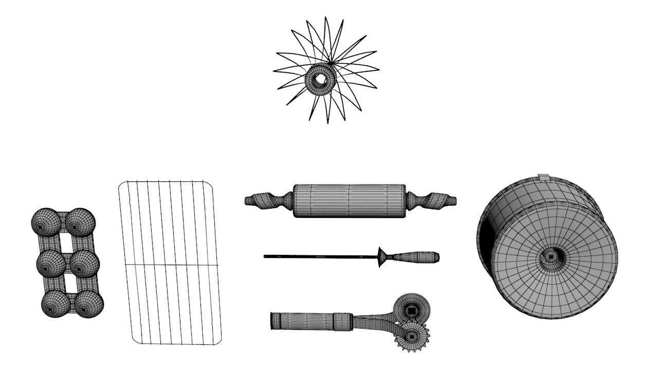 Kitchen Set 4 baking equipment symbol Low-poly 3D model_2