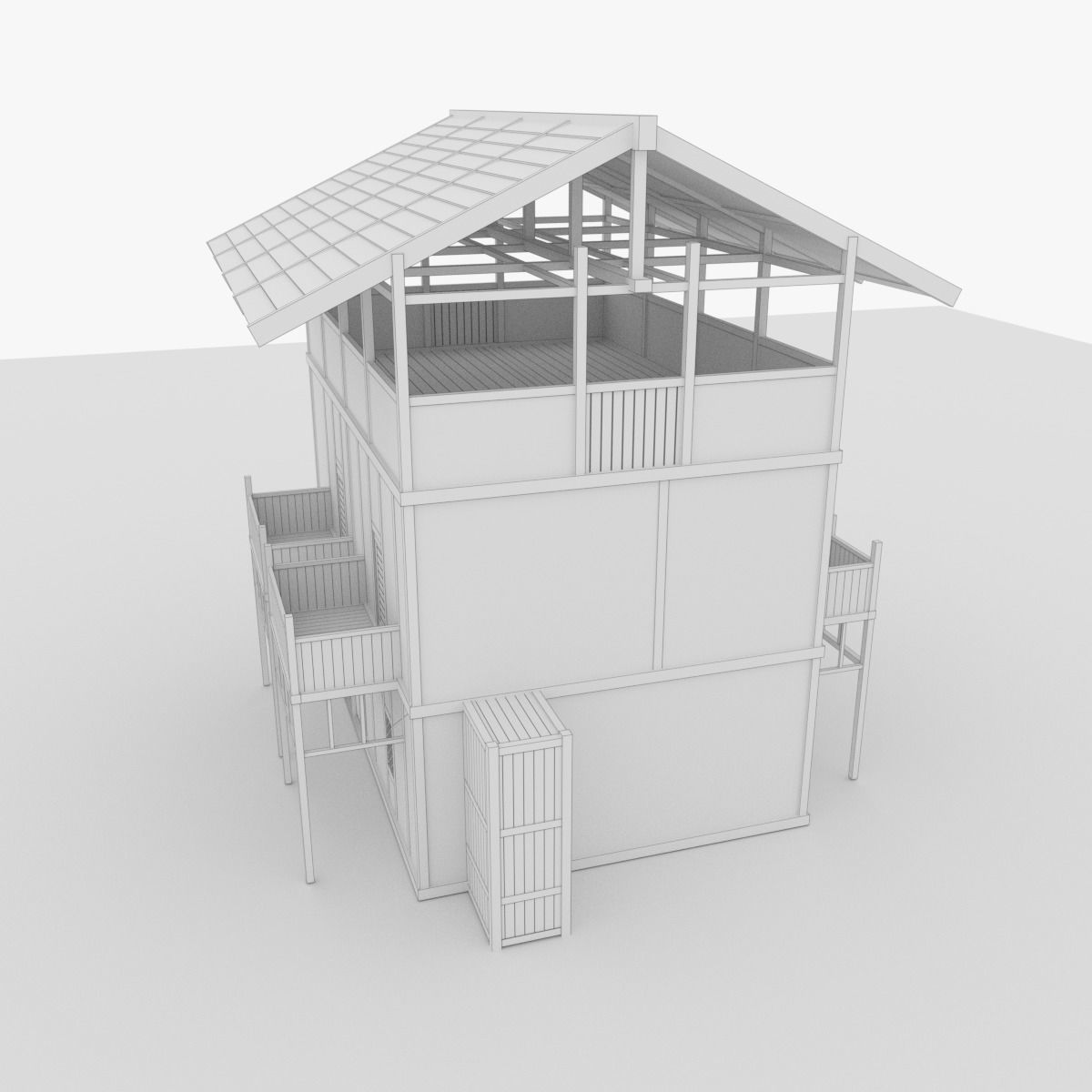 Medieval Outpost building Low-poly 3D model_8