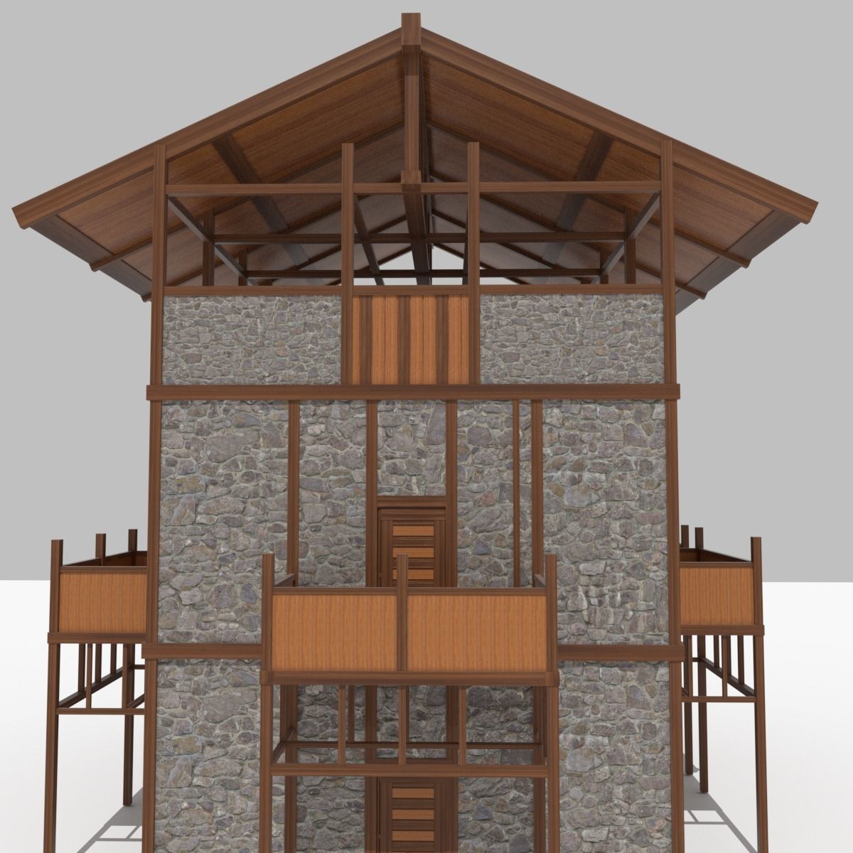 Medieval Outpost building Low-poly 3D model_6