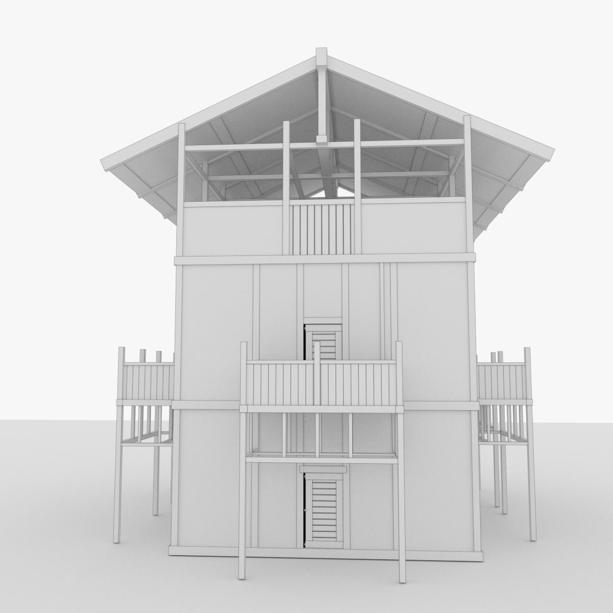 Medieval Outpost building Low-poly 3D model_10