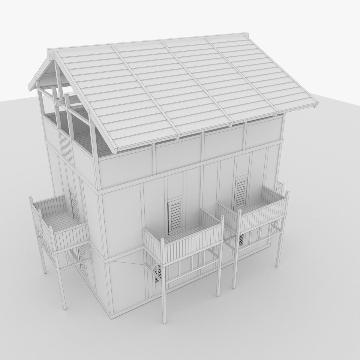 Medieval Outpost building Low-poly 3D model_7