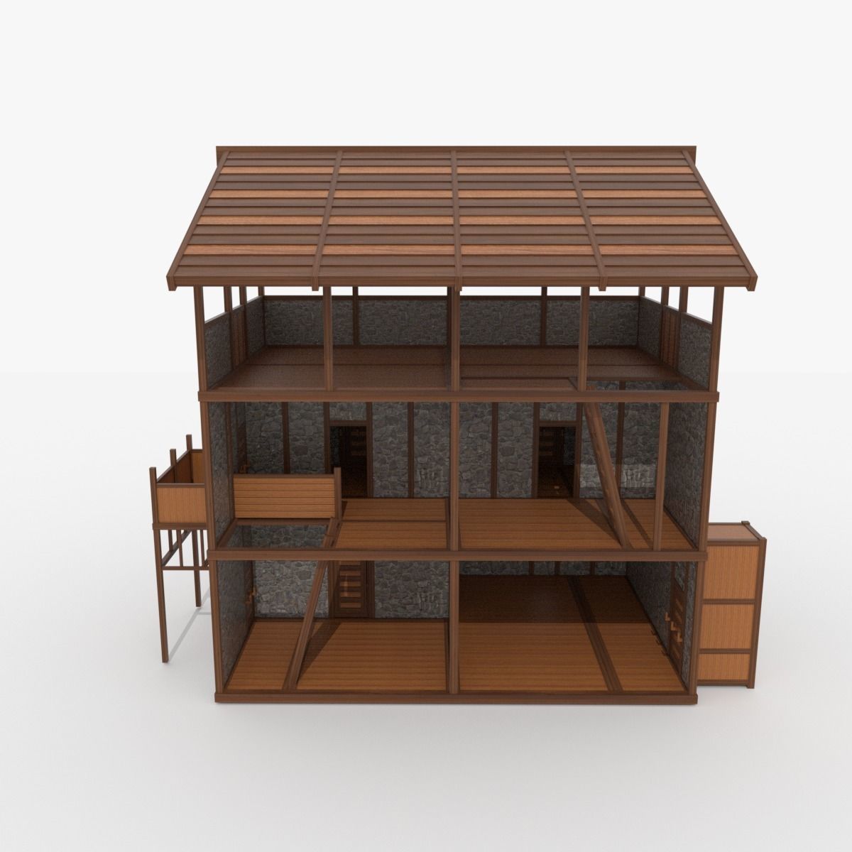 Medieval Outpost building Low-poly 3D model_3