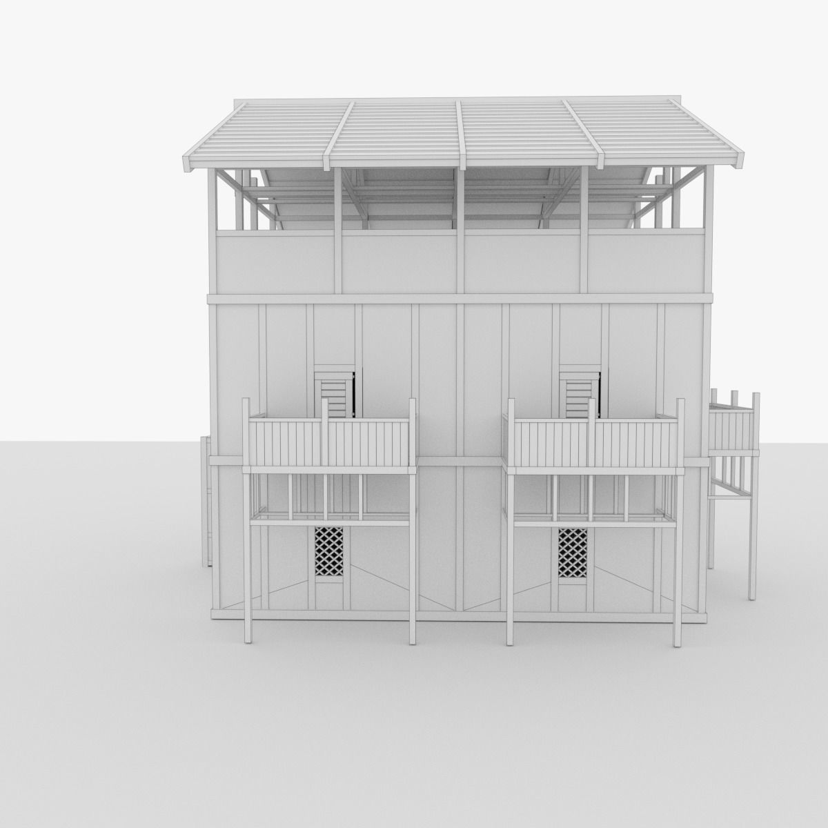 Medieval Outpost building Low-poly 3D model_9