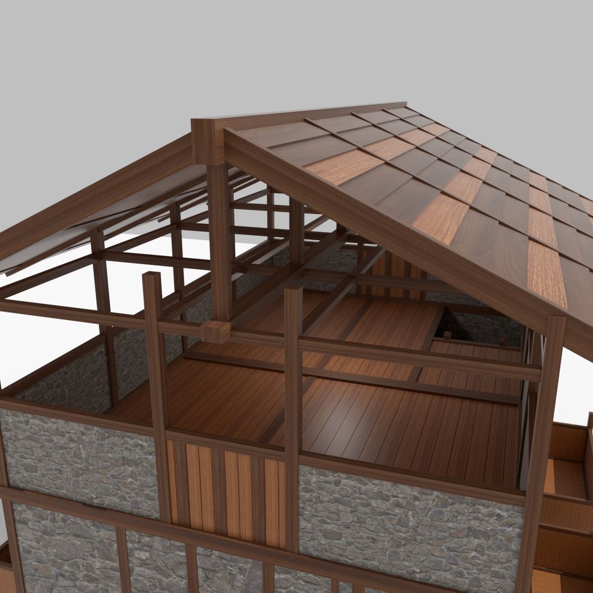 Medieval Outpost building Low-poly 3D model_1