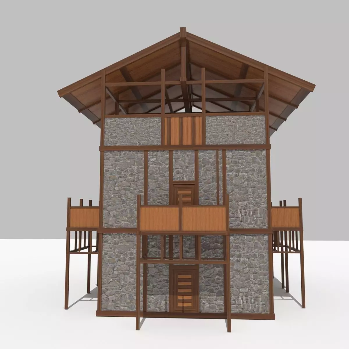 Medieval Outpost building Low-poly 3D model_0