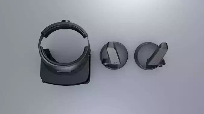 VR MR headset with controllers Low-poly 3D model