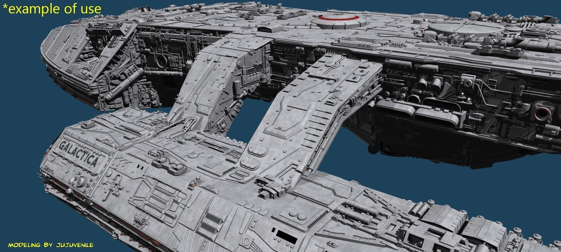 Juju scifi Lowpoly Greebles Low-poly 3D model_1