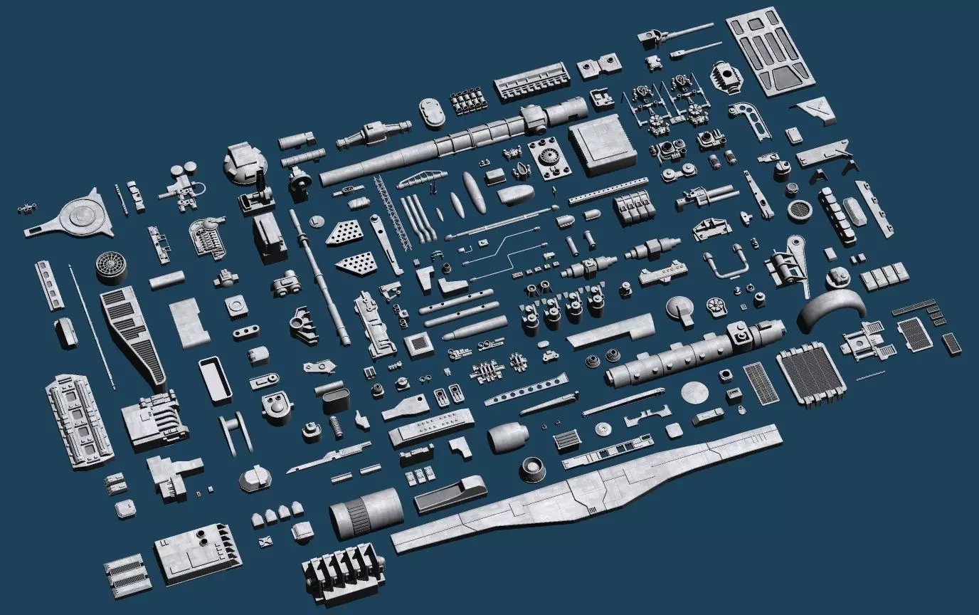 Juju scifi Lowpoly Greebles Low-poly 3D model_0