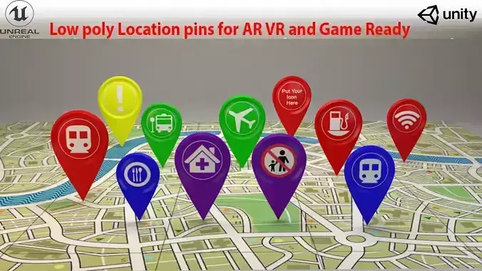 Location Pin or Icon 3D model low-poly Low-poly 3D model Location Pin or Icon 3D model low-poly Low-poly 3D model