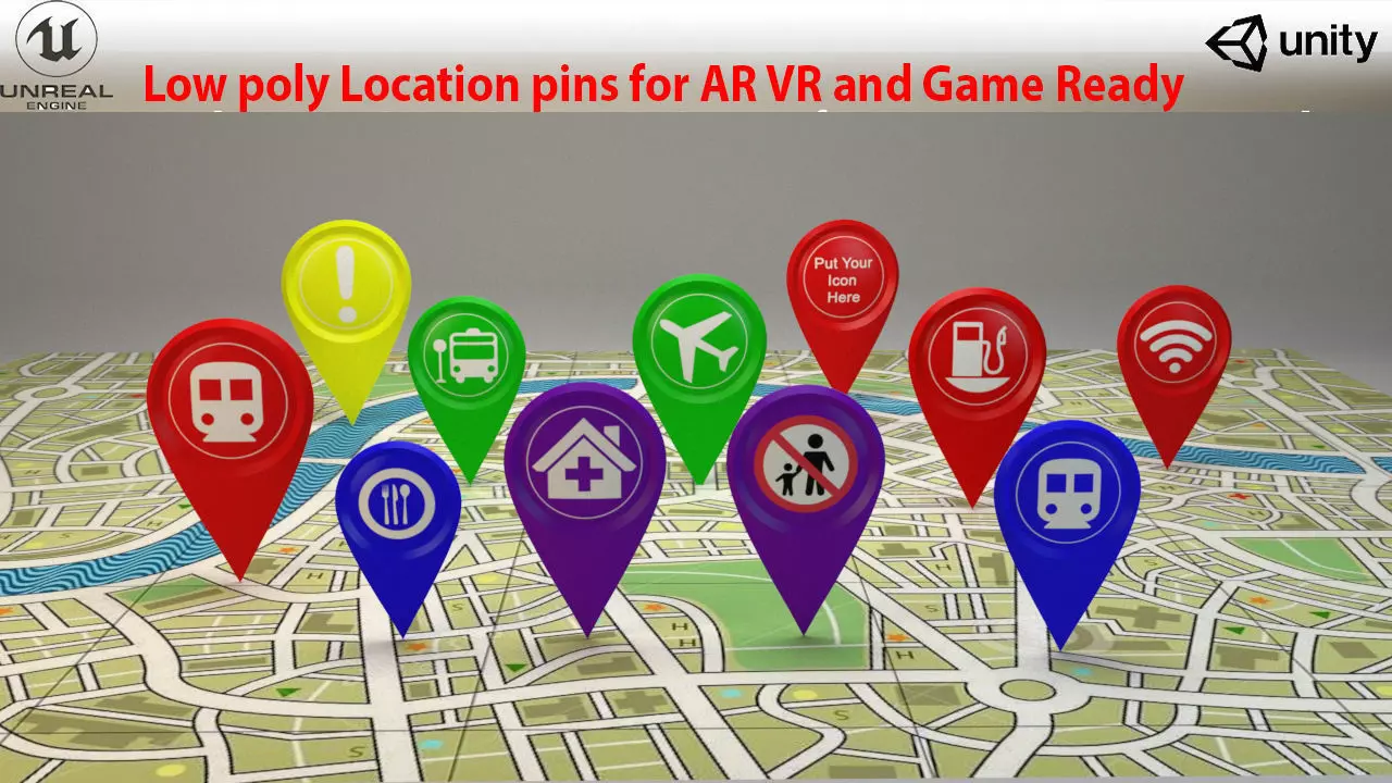 Location Pin or Icon 3D model low-poly Low-poly 3D model_0