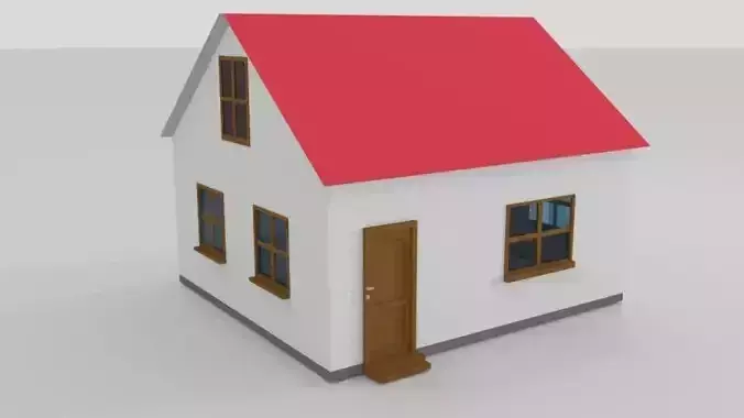 3D Low Poly House Model with roof