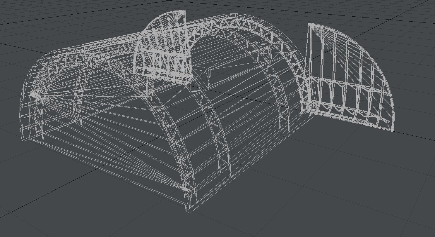 Aircraft Shelter Low Poly - Seamless textures Low-poly 3D model_10