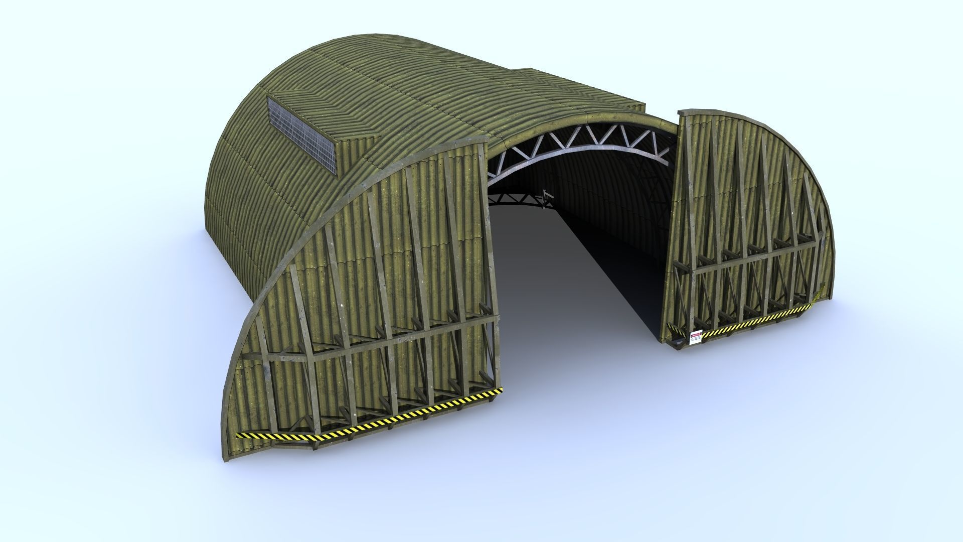 Aircraft Shelter Low Poly - Seamless textures Low-poly 3D model_4