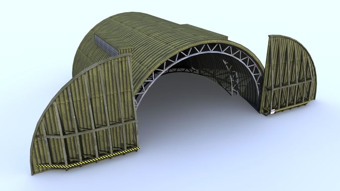 Aircraft Shelter Low Poly - Seamless textures Low-poly 3D model