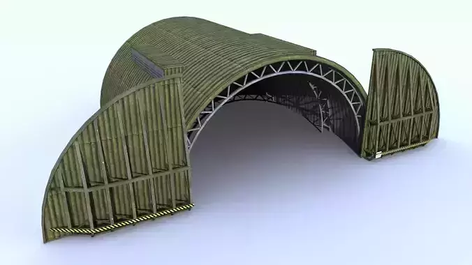 Aircraft Shelter Low Poly - Seamless textures Low-poly 3D model
