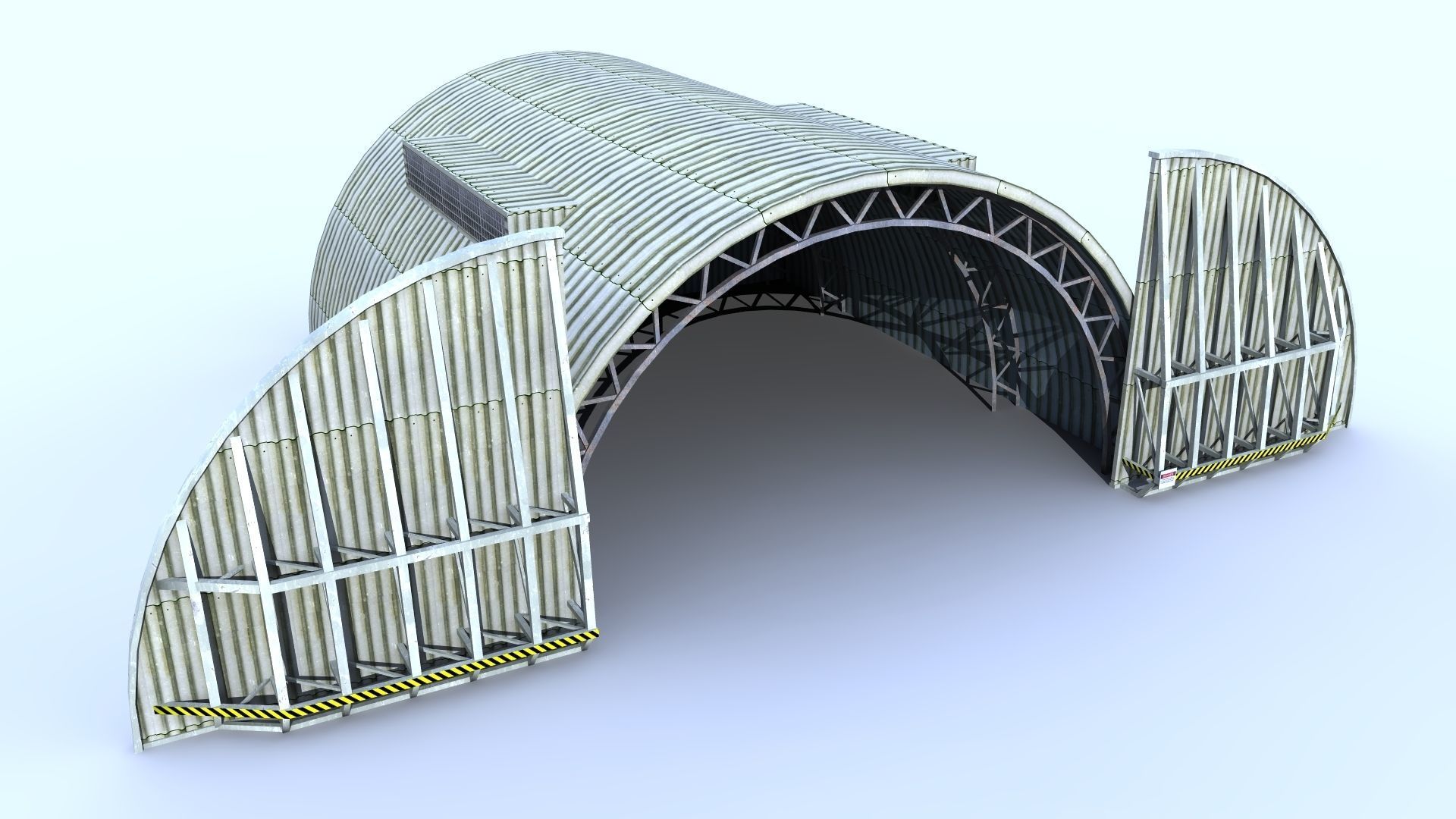 Aircraft Shelter Low Poly - Seamless textures Low-poly 3D model_3