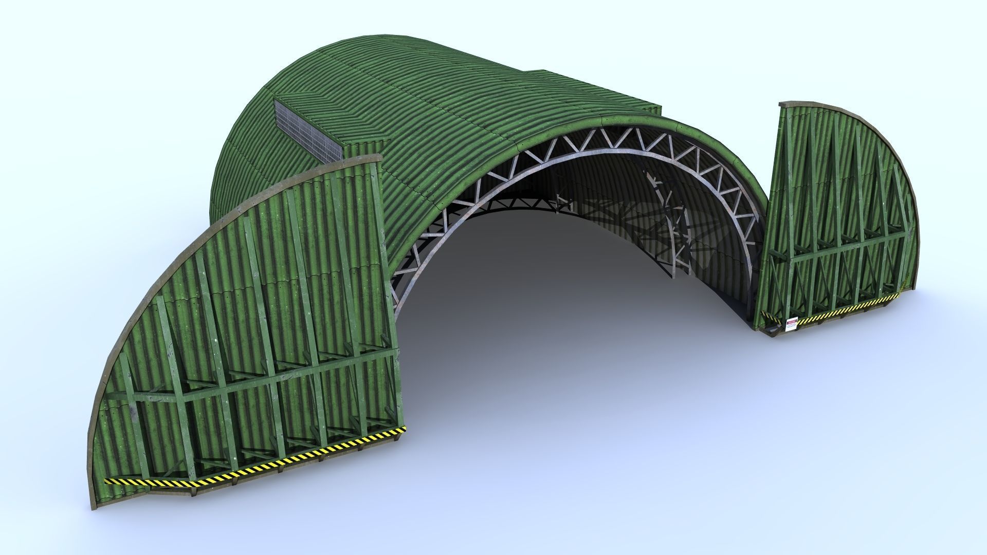 Aircraft Shelter Low Poly - Seamless textures Low-poly 3D model_2