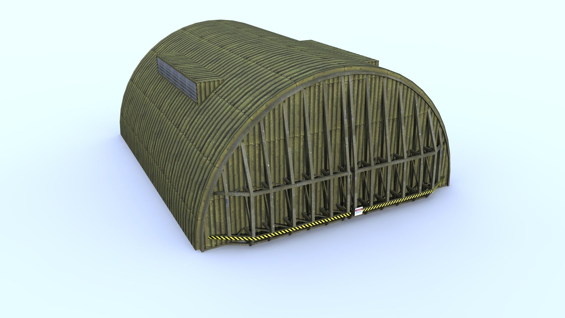 Aircraft Shelter Low Poly - Seamless textures Low-poly 3D model_7