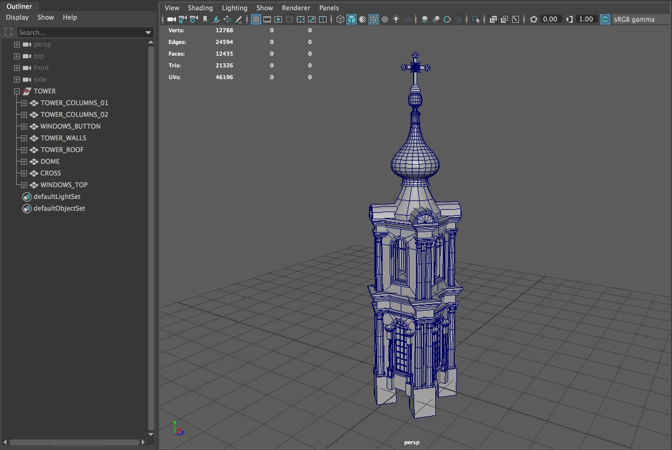 Smolny Tower Low-poly 3D model_4
