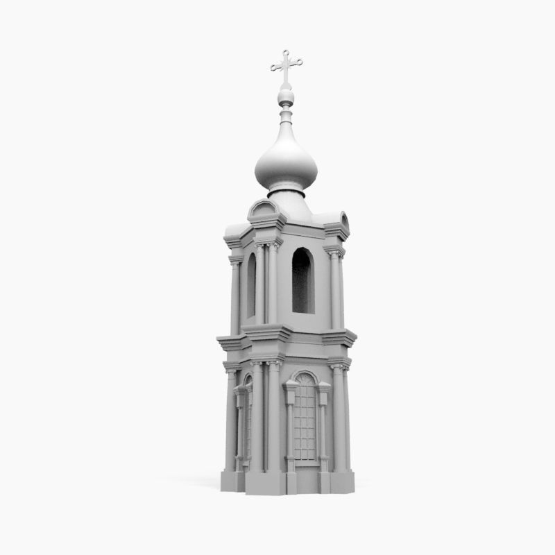 Smolny Tower Low-poly 3D model_1