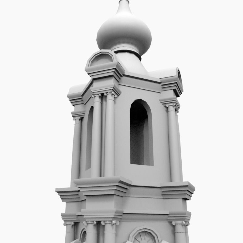 Smolny Tower Low-poly 3D model_3