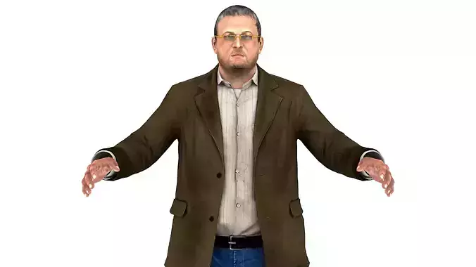 Realistic Man in Jeans Shirt and Jacket