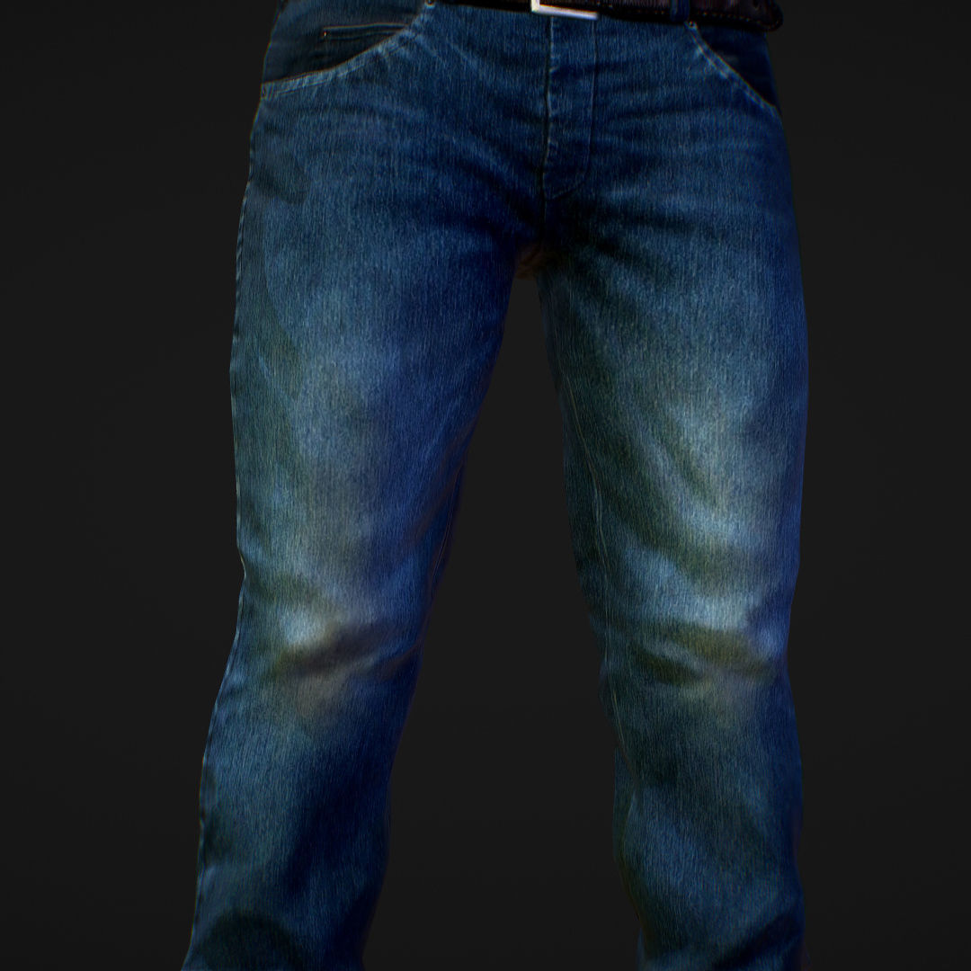 Realistic Man in Jeans and Shirt Low-poly 3D model_9