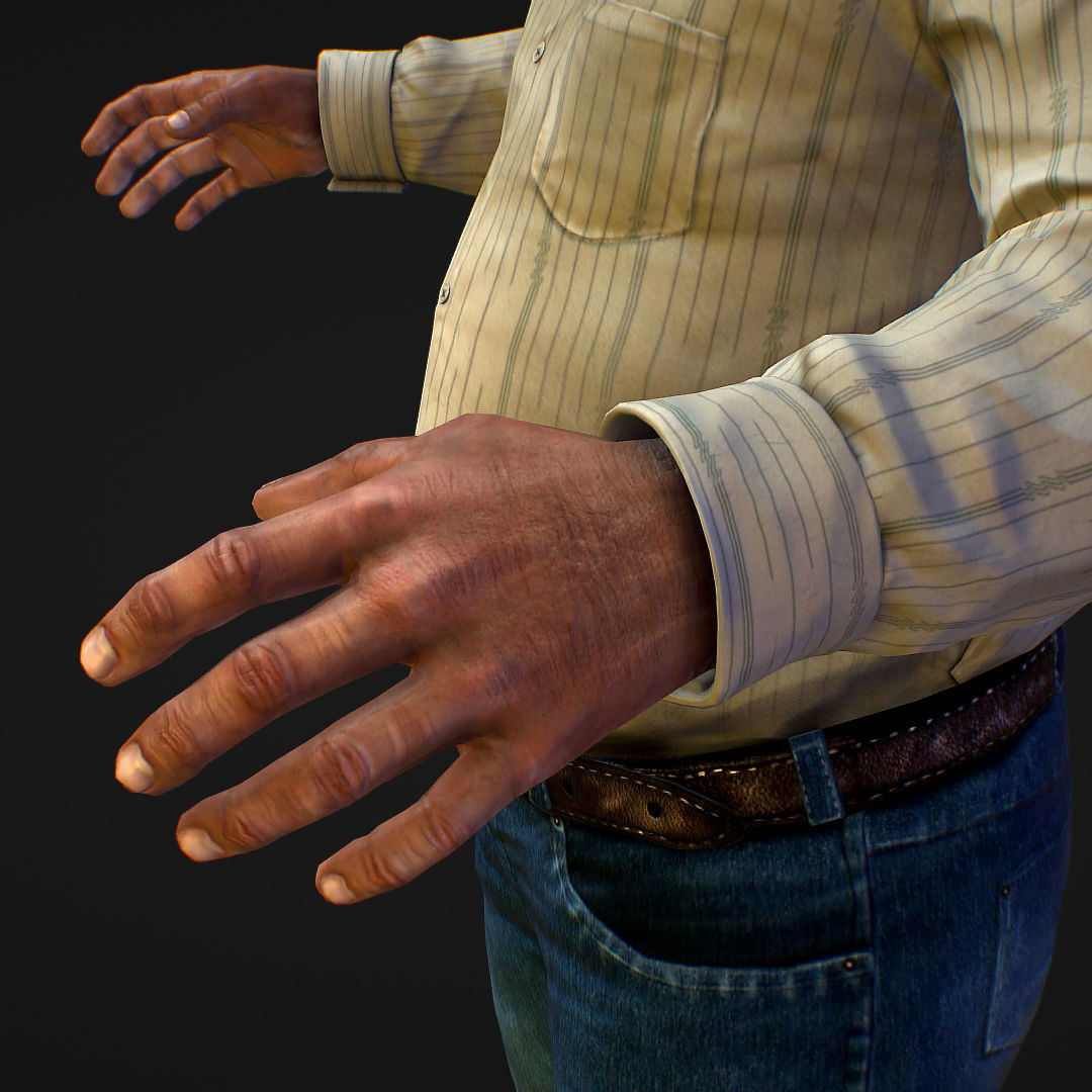 Realistic Man in Jeans and Shirt Low-poly 3D model_27