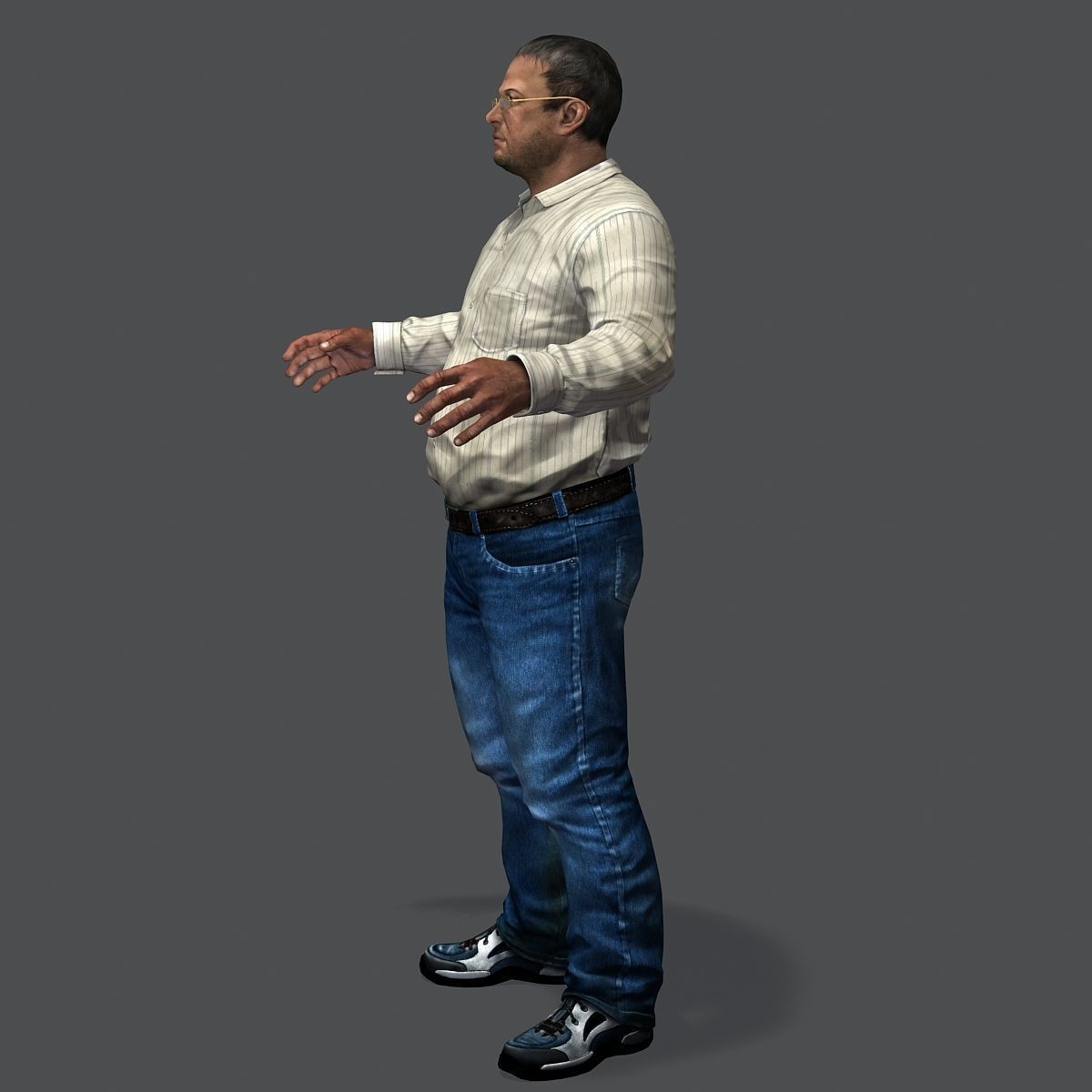 Realistic Man in Jeans and Shirt Low-poly 3D model_30