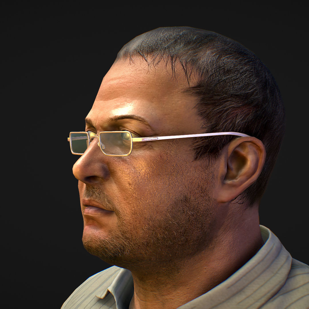 Realistic Man in Jeans and Shirt Low-poly 3D model_26