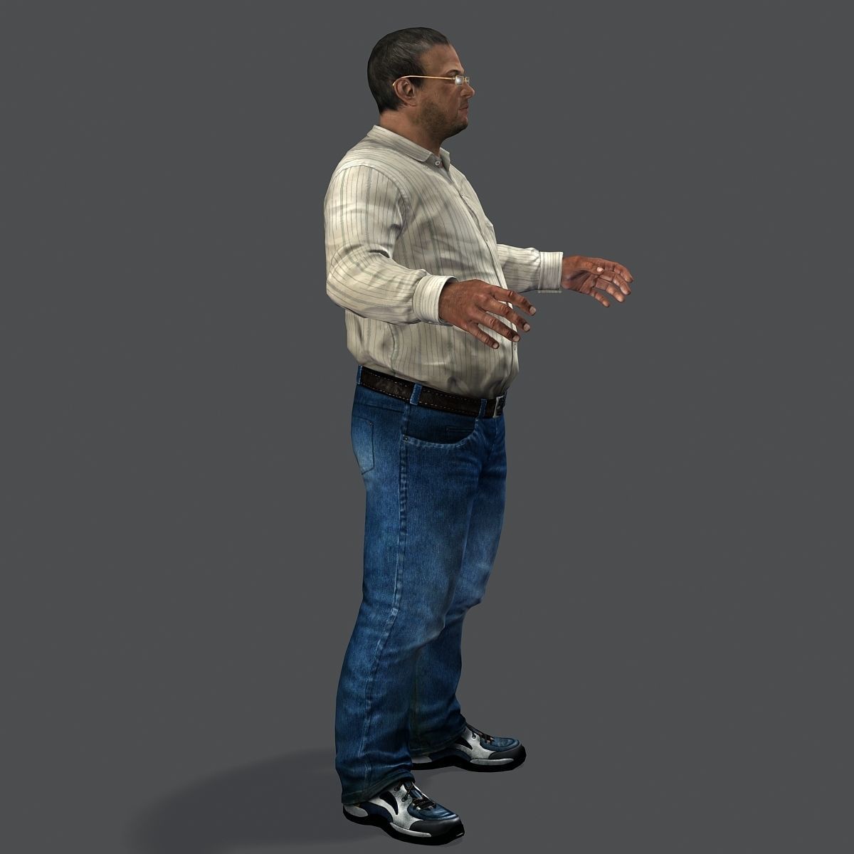Realistic Man in Jeans and Shirt Low-poly 3D model_36