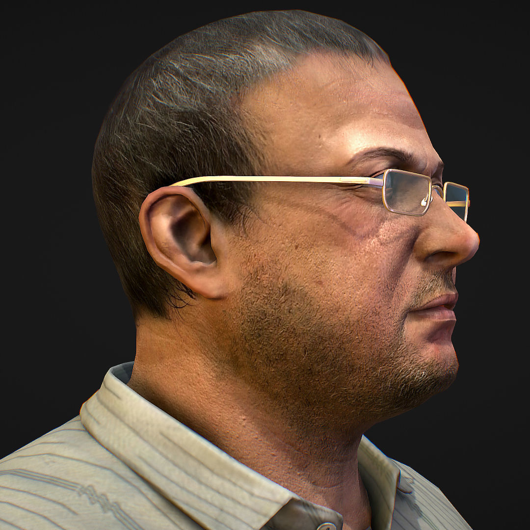 Realistic Man in Jeans and Shirt Low-poly 3D model_19