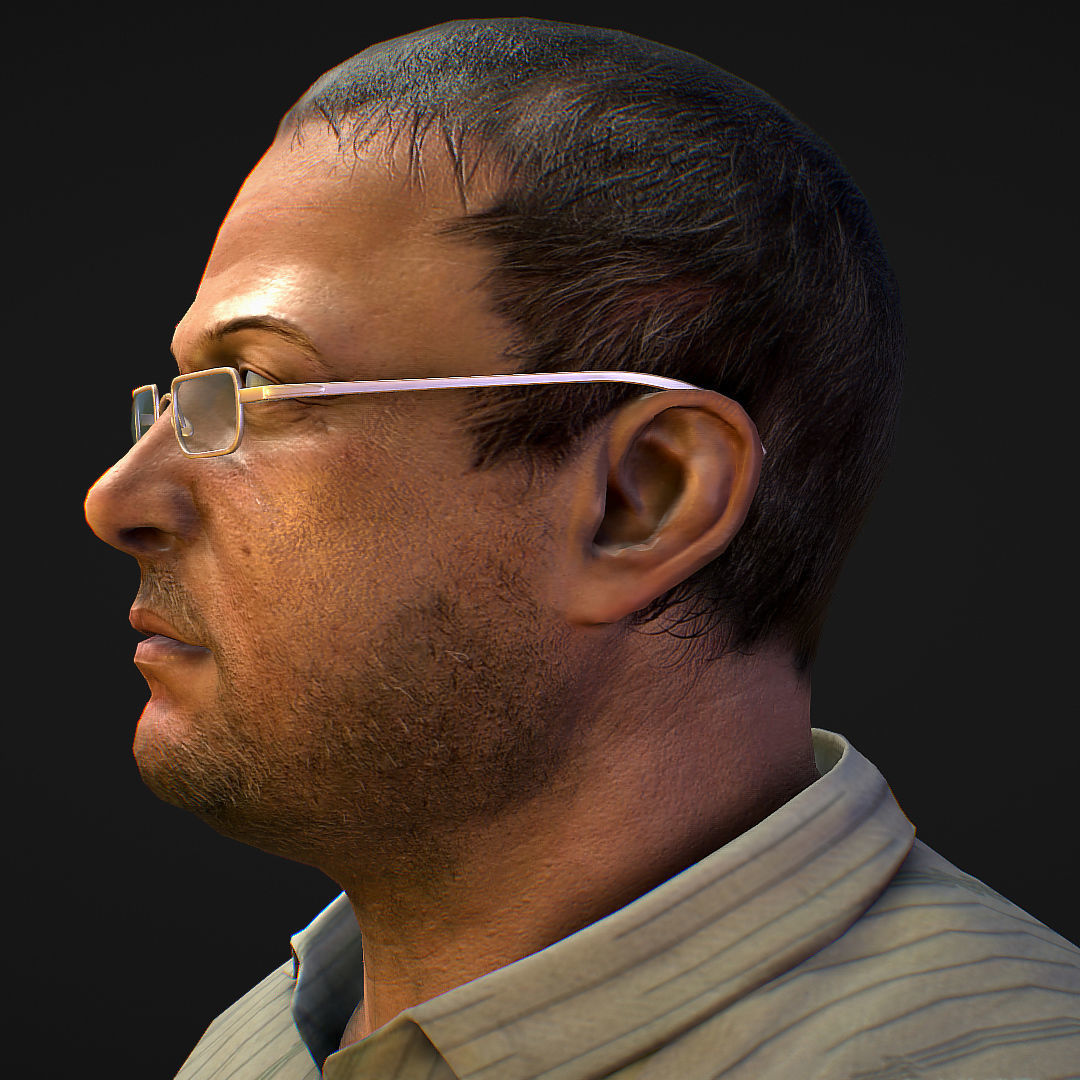 Realistic Man in Jeans and Shirt Low-poly 3D model_17