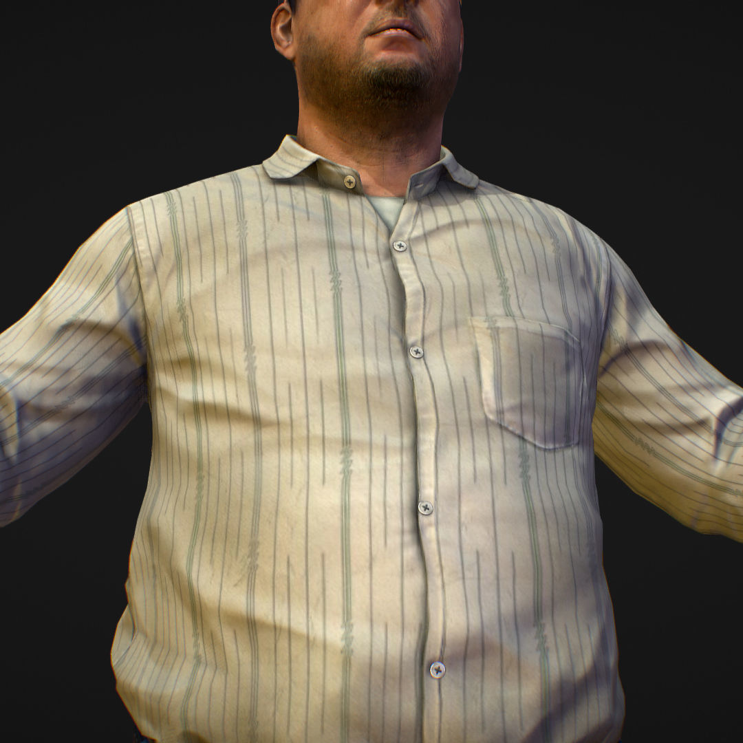 Realistic Man in Jeans and Shirt Low-poly 3D model_13