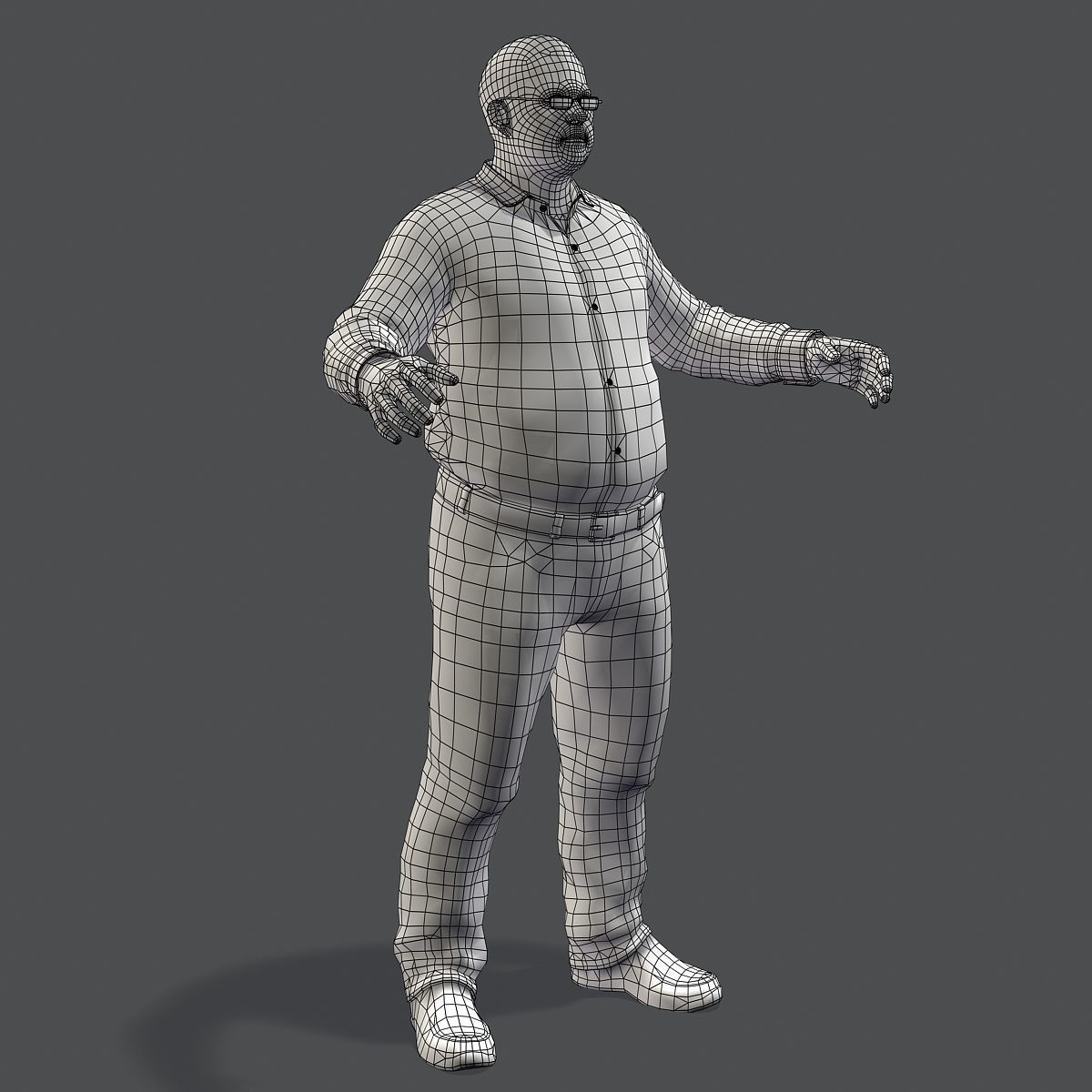 Realistic Man in Jeans and Shirt Low-poly 3D model_54