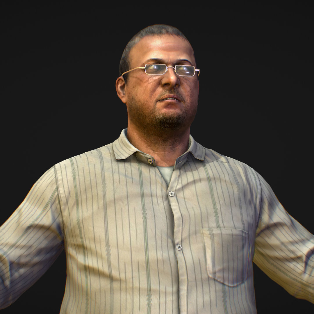 Realistic Man in Jeans and Shirt Low-poly 3D model_14