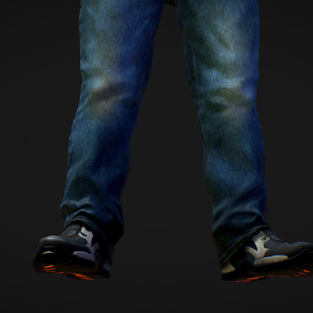 Realistic Man in Jeans and Shirt Low-poly 3D model_10