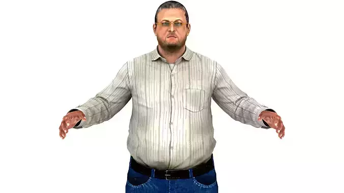 Realistic Man in Jeans and Shirt