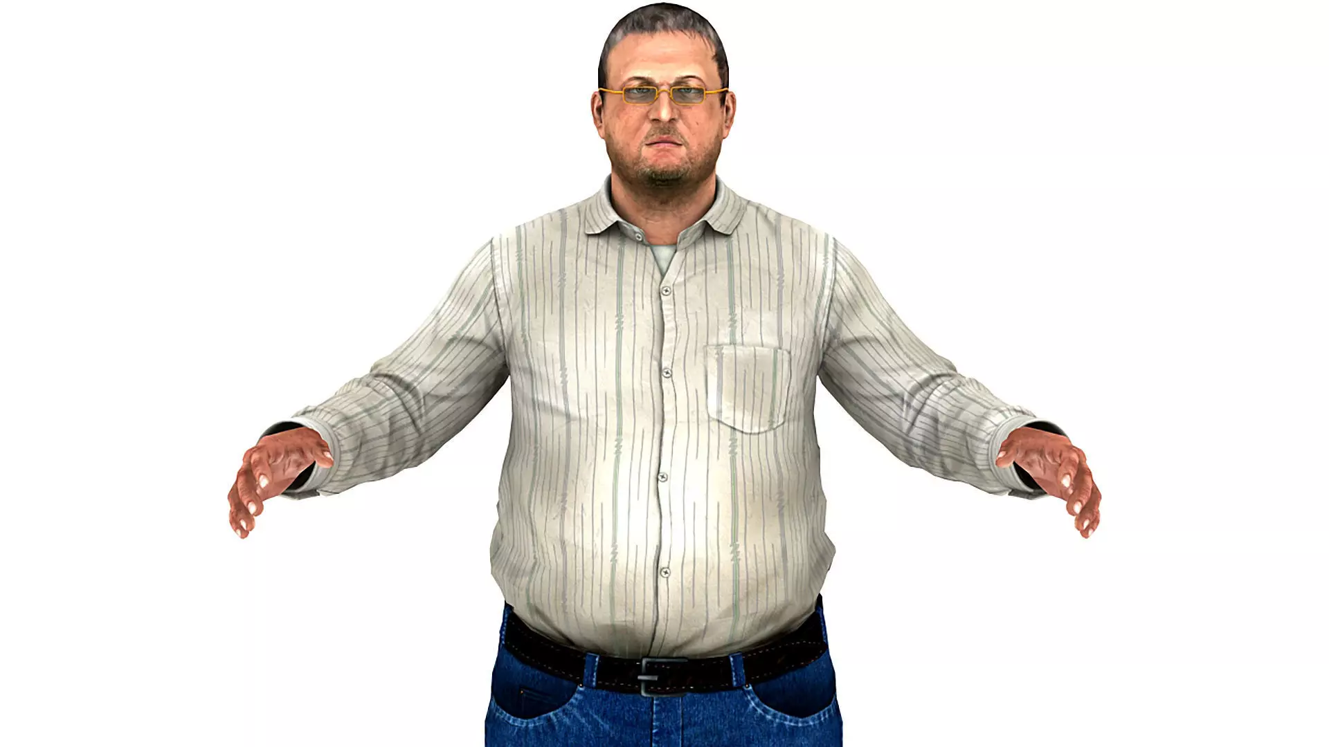 Realistic Man in Jeans and Shirt Low-poly 3D model_0