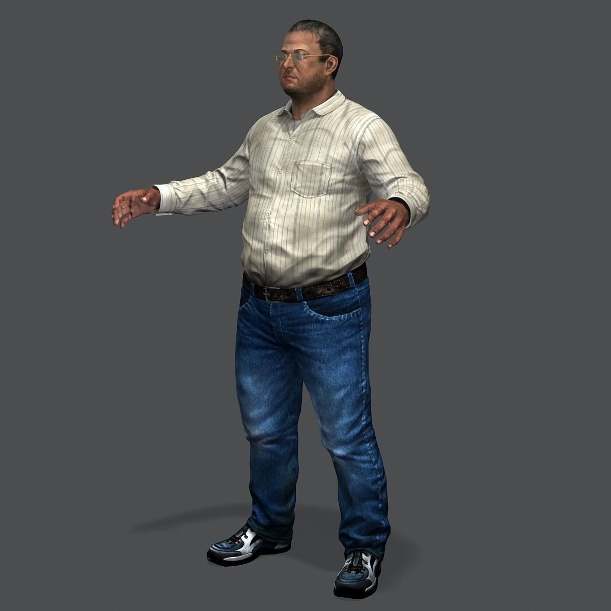 Realistic Man in Jeans and Shirt Low-poly 3D model_29