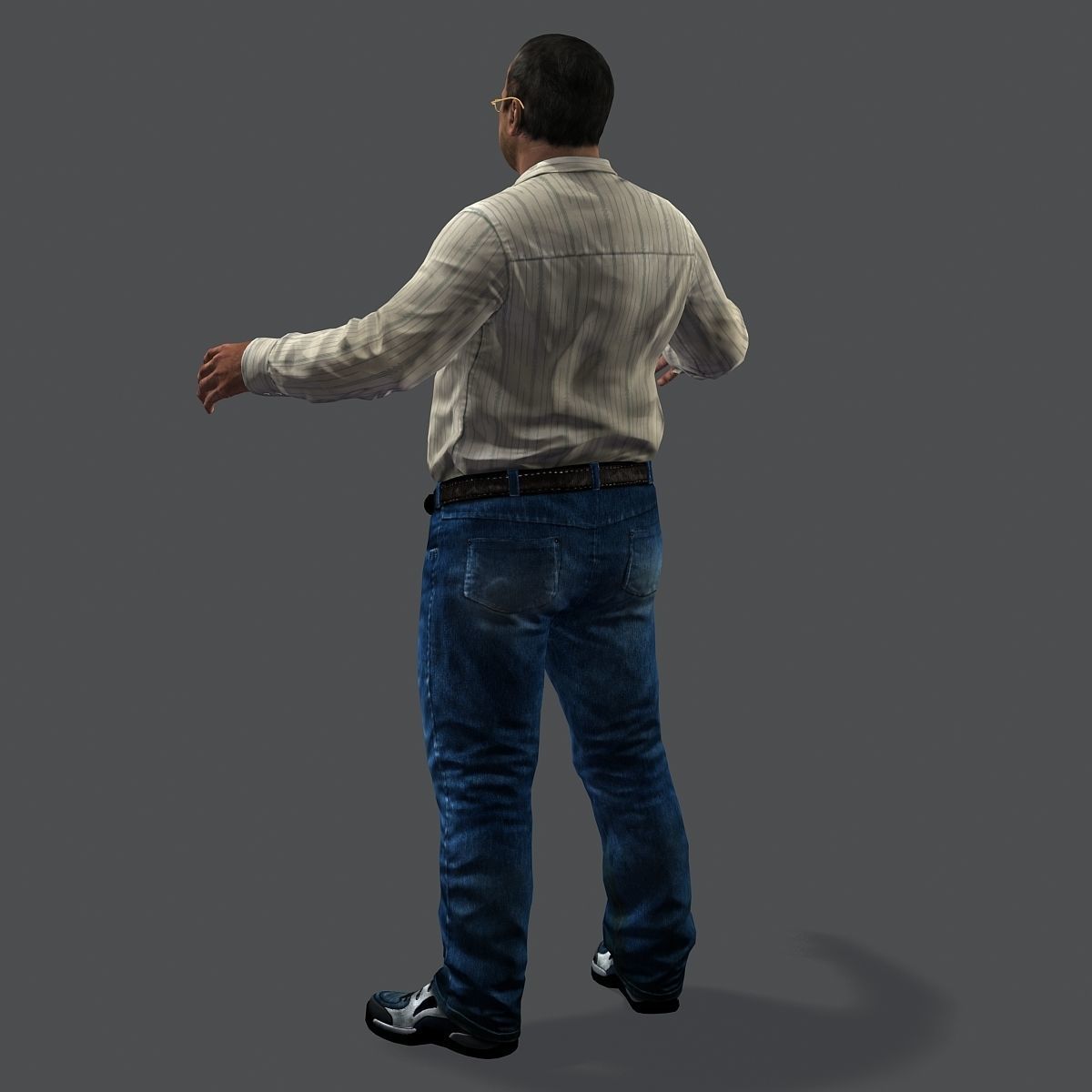 Realistic Man in Jeans and Shirt Low-poly 3D model_32