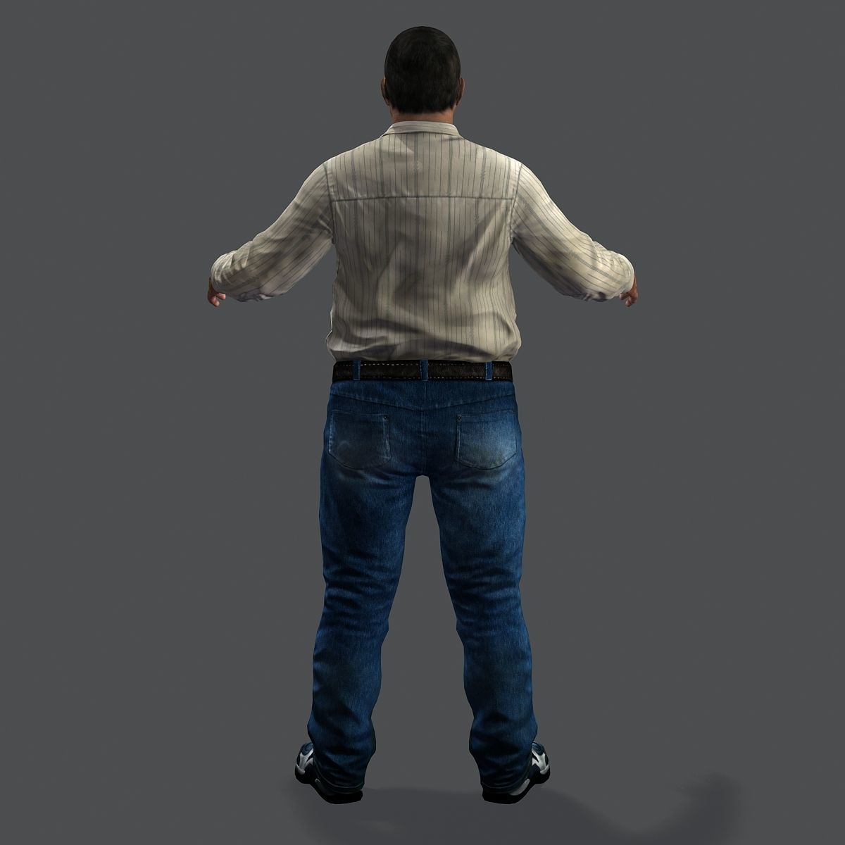 Realistic Man in Jeans and Shirt Low-poly 3D model_33