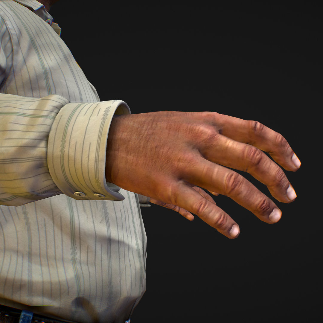 Realistic Man in Jeans and Shirt Low-poly 3D model_21